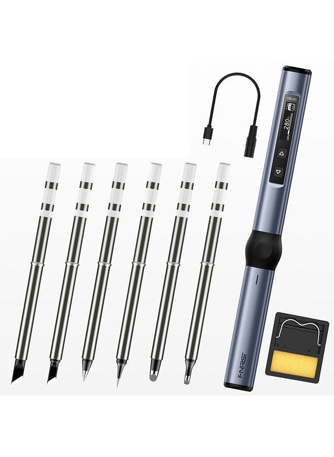 Intelligent Electric Soldering Iron Portable Soldering Station 0.87inch OLED Display Aluminum Alloy Housing with Temperature Adjustment Input Voltage Adjustable Function