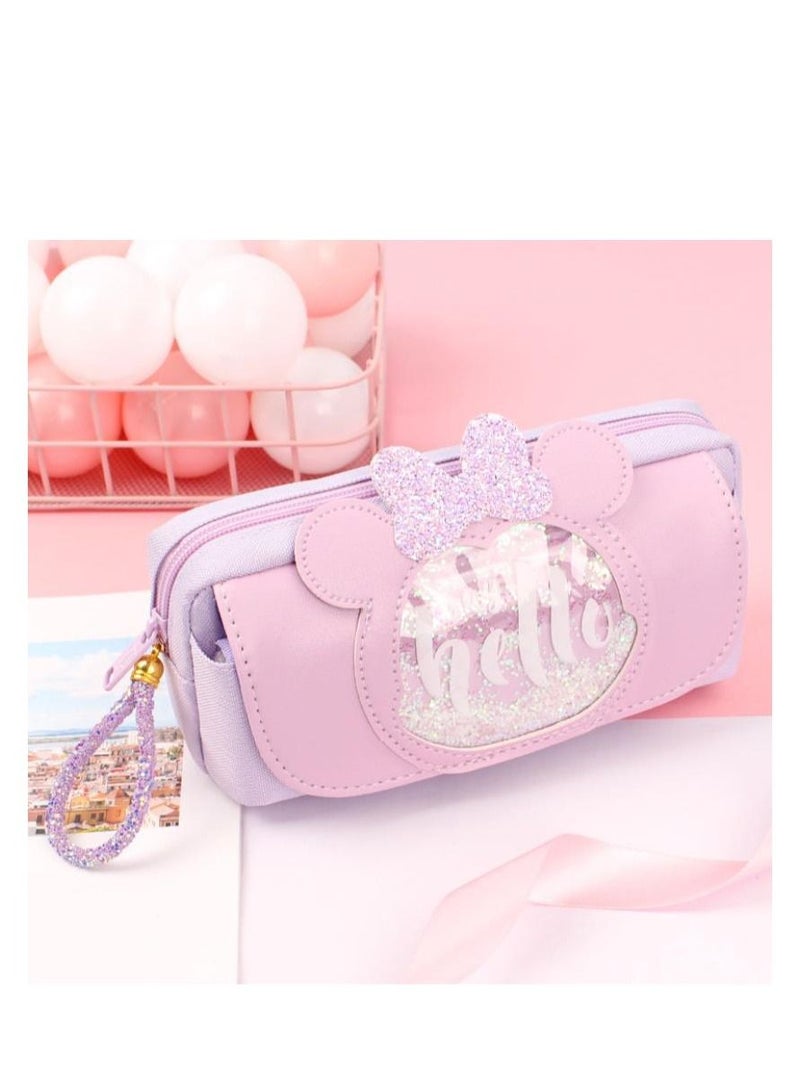 Y&D Pencil Case Girls Large Capacity Stationery Case Primary School Students Multifunctional Pencil Case Wholesale Quicksand Pencil Case  - Image 1