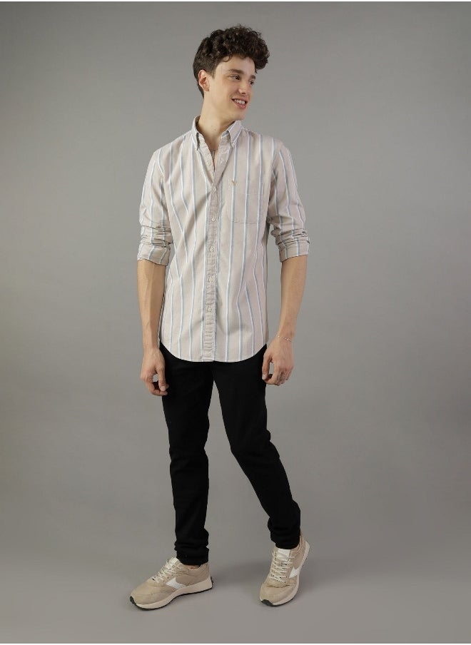 American Eagle - AE Striped Slim Fit Oxford Button-Up Shirt - Image 1