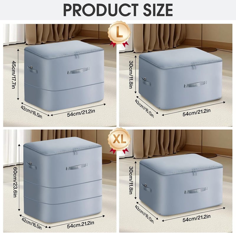 DoubleCare 2 Pcs Ultra Space Saving Self Compression Bags, 2 and 3 Layer Foldable Blanket Storage Bag with 12 Shoe Covers for Quilt, Clothes, Blanket, Dormitory Organizing Moving Bags (Gray, XL+L) - Image 2