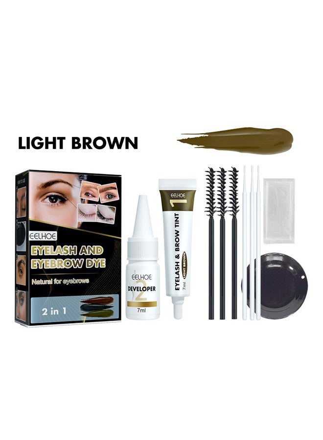 EELHOE eyebrow and eyelash dyeing set 2 in 1 eyelash and eyebrow dyeing set cross-border anti-sweat and non-smudge (light brown ) - Image 1