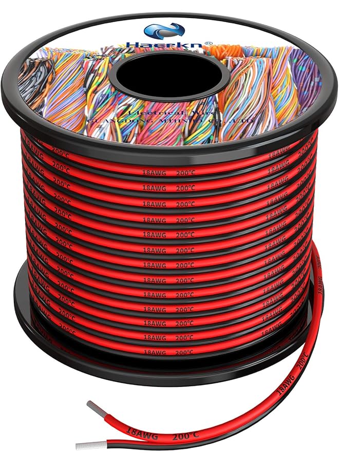 The Bros سلك كهربائي سيليكون 18 AWG 2 موصل سلك متوازي بطول 60 قدم [أسود 30 قدم أحمر 30 قدم] 18 قياس ناعم ومرن للتوصيل خيوط خالية من الأكسجين نحاس مطلي بالرصاص - Image 1