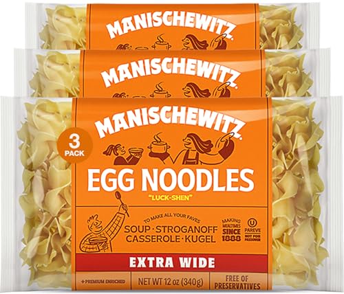 Manischewitz Traditional Extra Wide Egg Noodles 12oz (3 Pack), Homestyle Taste & Texture, Premium Enriched, Low Sodium, No Preservatives - Image 1
