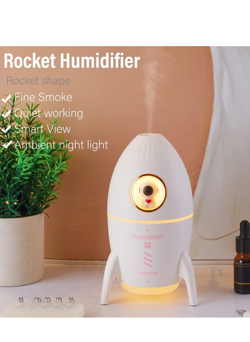 Arabest Cute Mini Humidifier Aero Rocket Humidifier 350ML USB Personal Desktop Small Humidifier White - Image 2