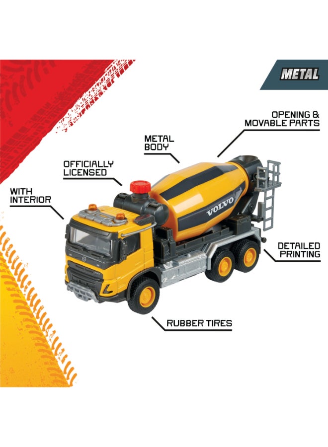 Majorette Volvo FMX Truck Cement Mixer, 19 cm Officially Licensed Volvo Construction Vehicle, Grand Series Diecast Toy with Metal Cab, Freewheel and Functional Mixer Features, Ages 3+ - Image 5