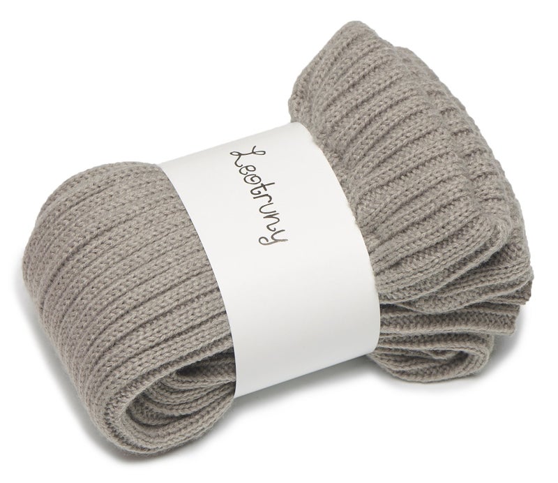 Leotruny Women's Winter Knee High Footless Socks Knit Leg Warmers (Light gray) - Image 5