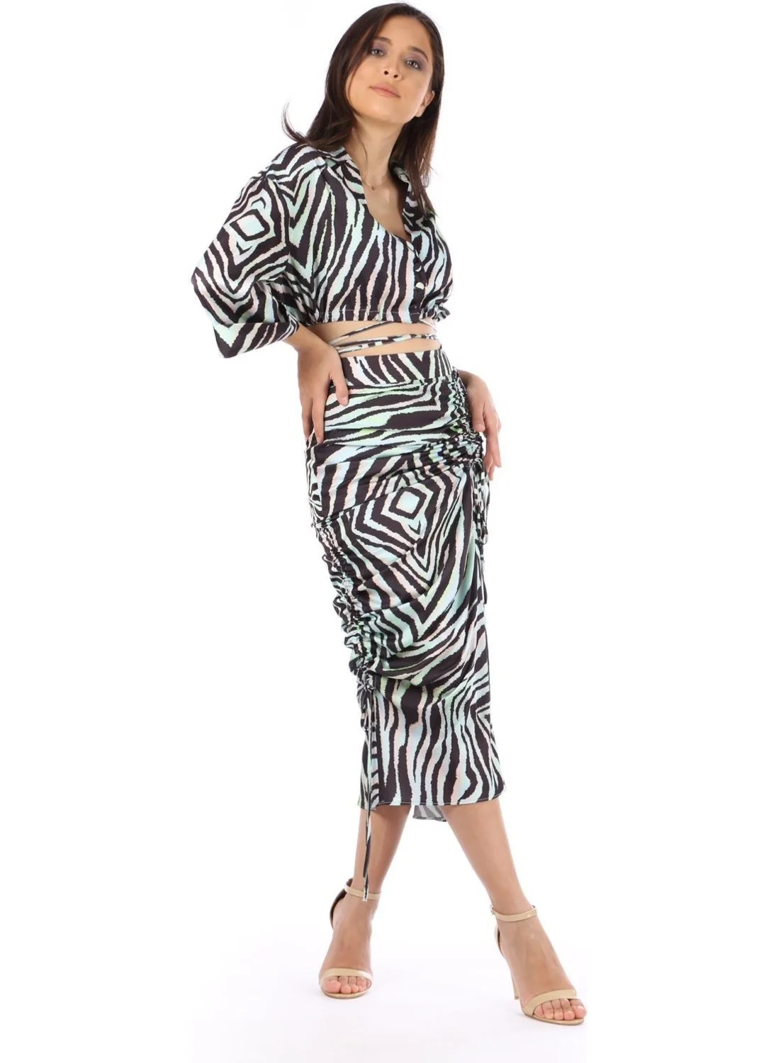 Modatalika MODATALİKA Women's Zebra Patterned Two Piece Suit