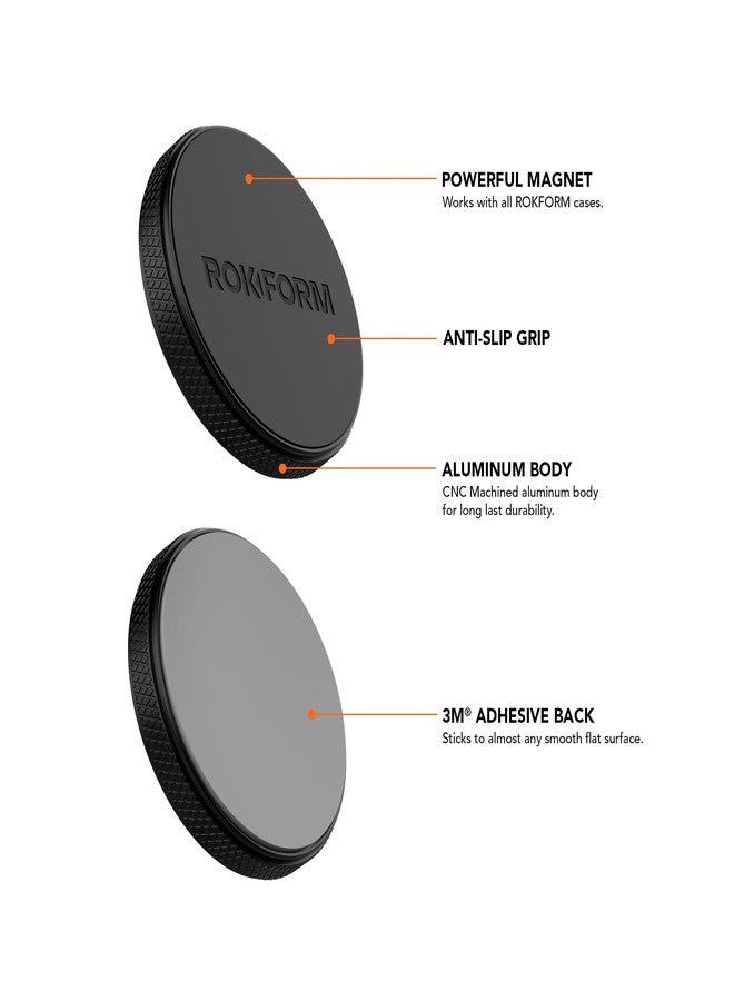 Rokform - Low Pro Magnetic Phone Mount, 1-Inch Phone Magnet for Car, 3M VHB Adhesive Holder Mounts to Almost Any Flat Surface, Compatible with All Cases (Black) - Image 2
