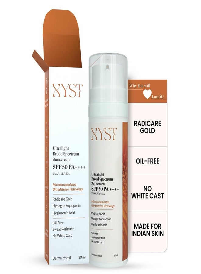 XYST Ultralight SPF 50 PA++++ Broad-spectrum Sunscreen UVA|UVB|UDA| Blue Light & Pollution Defense| No White Cast, Lightweight, Non-greasy| Women & Men| All Skin types (30ml) - Image 1