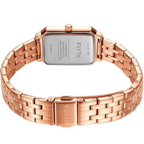 FIYTA Women's Bracelet Watch, Stainless Steel, Synthetic Sapphire Crystal, Classic Rectangle Case, 2-Hand, 30M Water Resistance, 21MM Quartz - Image 3