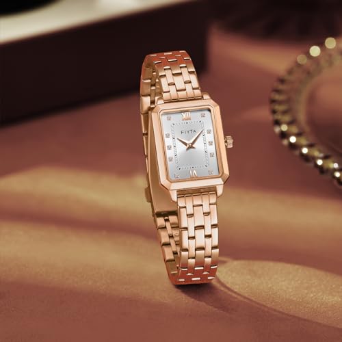 FIYTA Women's Bracelet Watch, Stainless Steel, Synthetic Sapphire Crystal, Classic Rectangle Case, 2-Hand, 30M Water Resistance, 21MM Quartz - Image 5