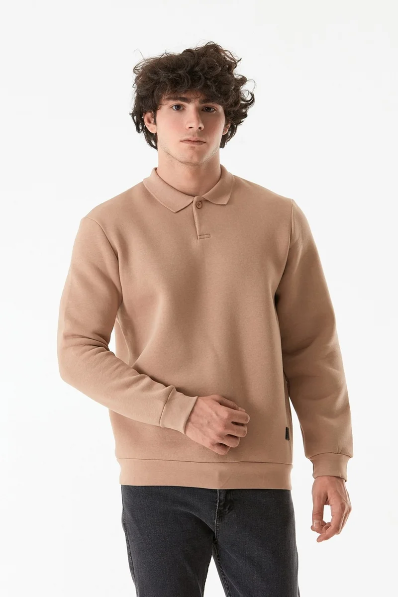 فولامودا Basic Polo Collar Buttoned Sweatshirt