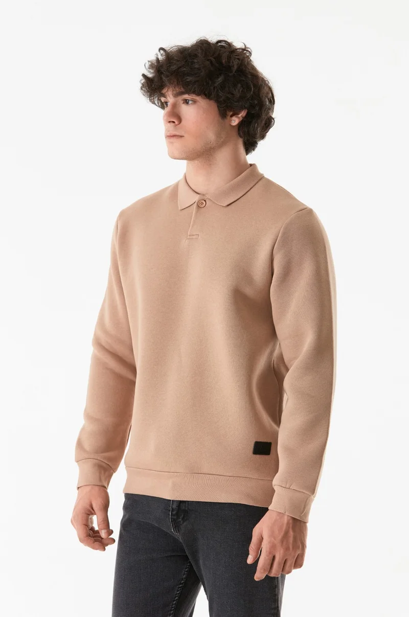 فولامودا Basic Polo Collar Buttoned Sweatshirt