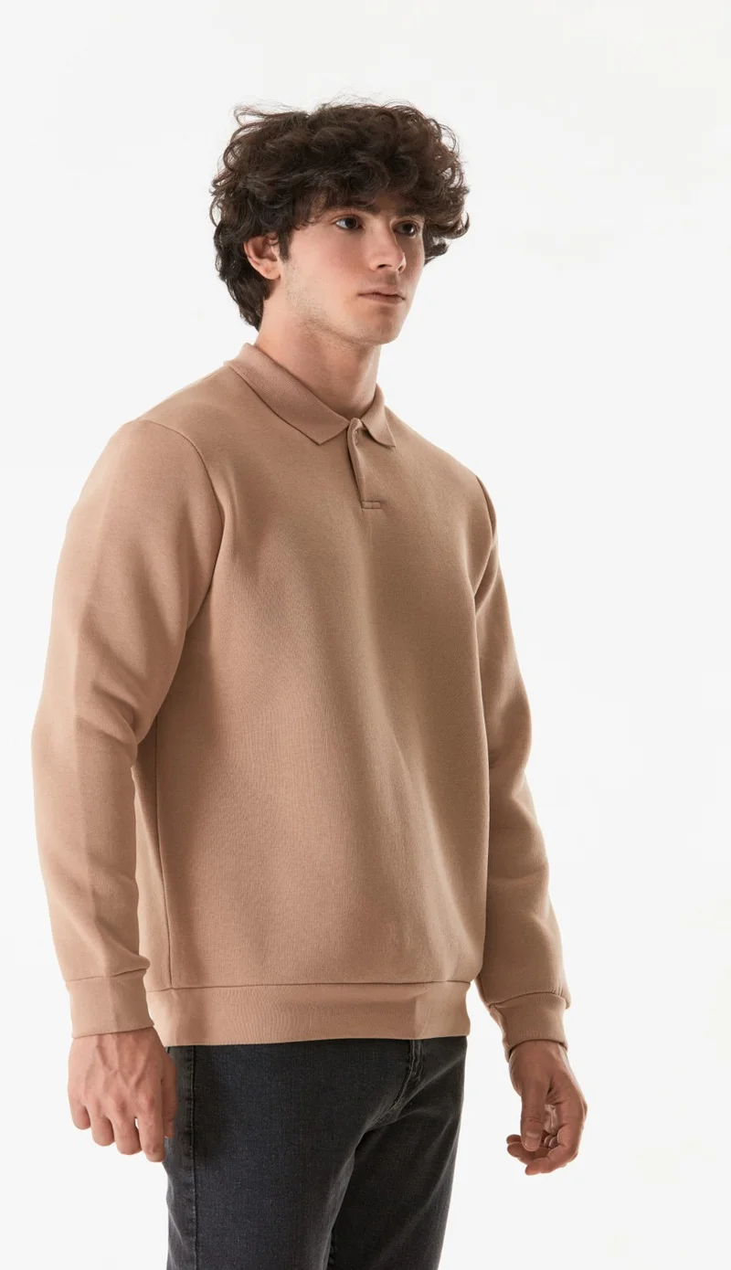 فولامودا Basic Polo Collar Buttoned Sweatshirt