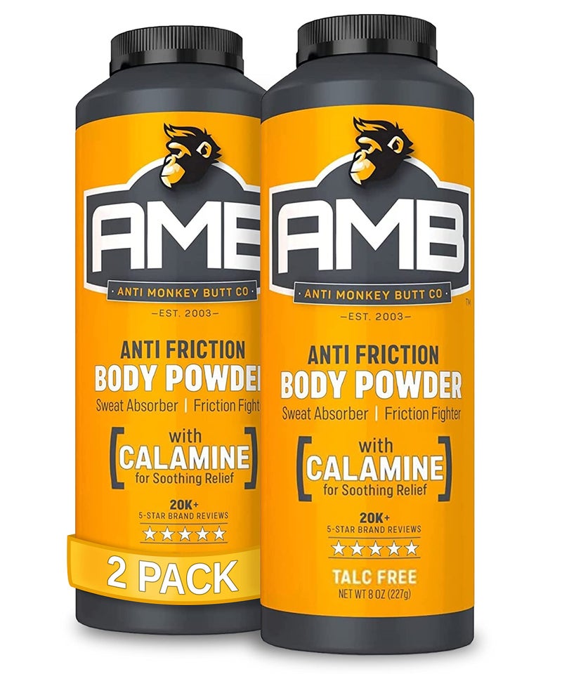 Anti Monkey Butt Body Powder for Women and Men, Talc-Free, Hypoallergenic Formula for Anti-Chafing and Anti-Itch Relief, Absorbs Sweat and Fights Friction with Calamine, 8 oz, (Pack of 2) - Image 1