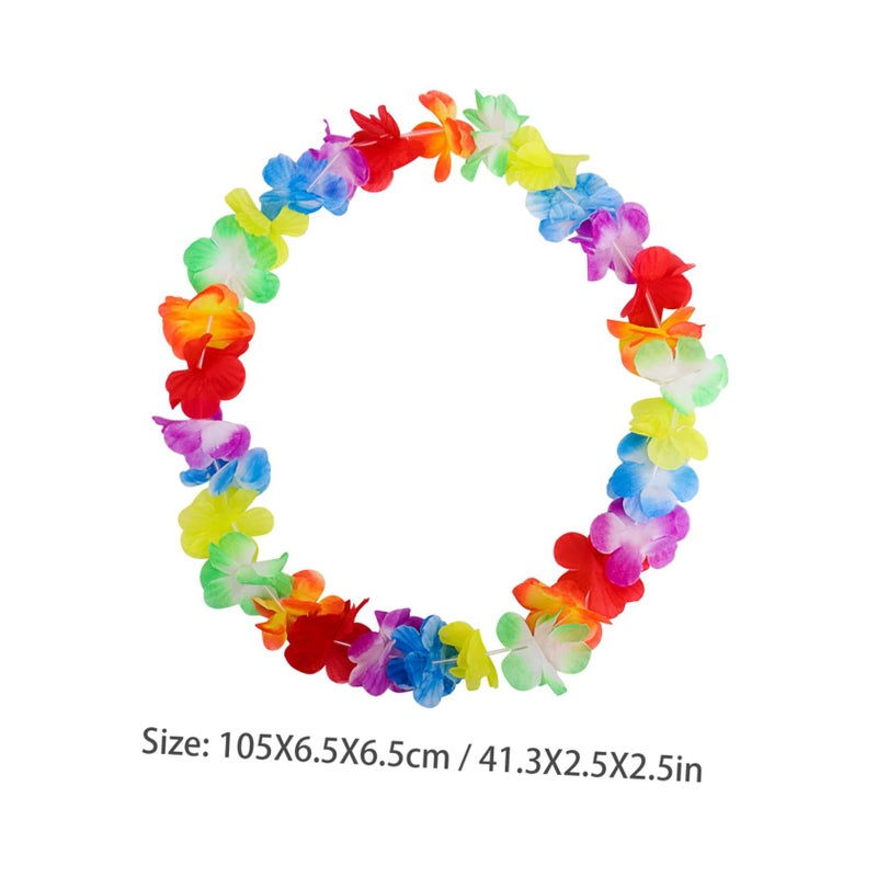 Hawaiian Floral Garland Lei Necklace Set For Beach Wedding Party Decorations - Image 3