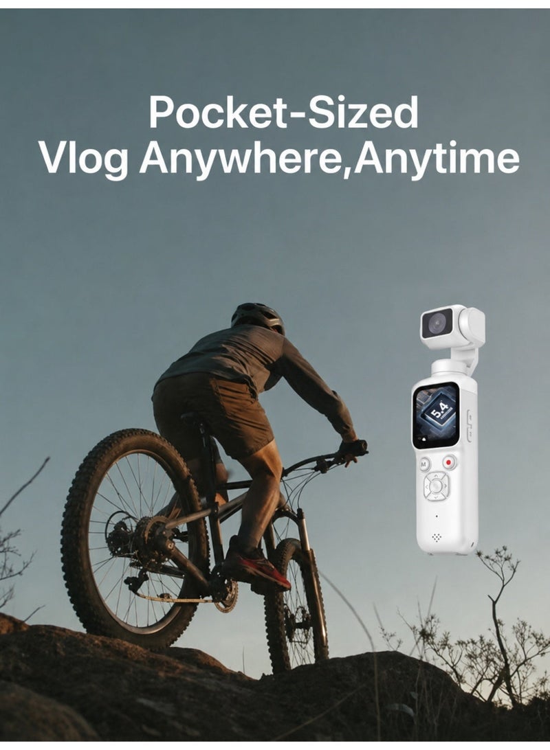 Milatech 4K Pocket Camera for Vlogging, 75MP Handheld Vlogging Camera with 330° Rotating Lens, WiFi, 1.72" Touch Screen, Face Tracking, 64GB Netac TF Card, Pocket Camcorder for Daily Recording - Image 2