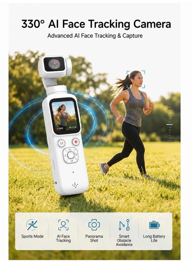 Milatech 4K Pocket Camera for Vlogging, 75MP Handheld Vlogging Camera with 330° Rotating Lens, WiFi, 1.72" Touch Screen, Face Tracking, 64GB Netac TF Card, Pocket Camcorder for Daily Recording - Image 4