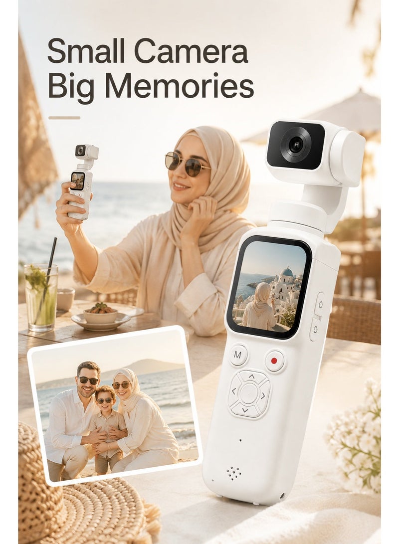 Milatech 4K 75MP Pocket Camera for Vlogging, DJI Pocket Affordable Alternative, Osmo Pocket style, Handheld Vlog Camera with 330° Rotating Lens, WiFi, Face Tracking, 1.72" Touch Screen, 64GB TF Card, Portable Pocket Camcorder for Travel & Daily Recording - Image 5