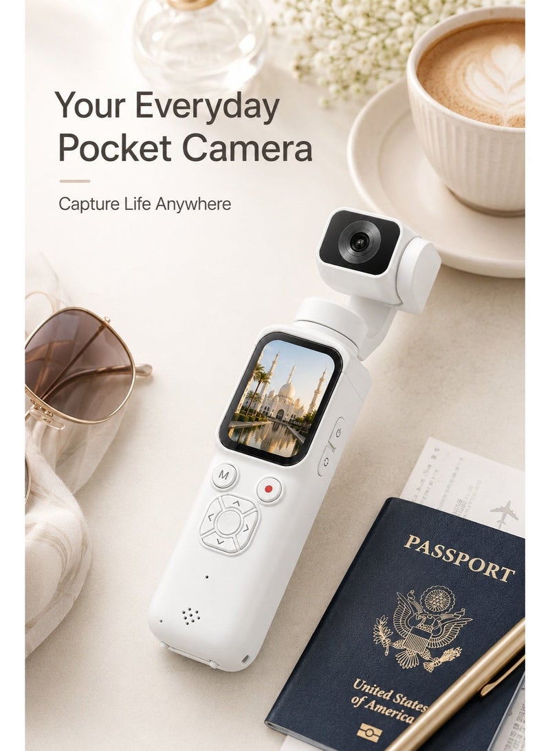 Milatech 4K 75MP Pocket Camera for Vlogging, DJI Pocket Affordable Alternative, Osmo Pocket style, Handheld Vlog Camera with 330° Rotating Lens, WiFi, Face Tracking, 1.72" Touch Screen, 64GB TF Card, Portable Pocket Camcorder for Travel & Daily Recording - Image 4