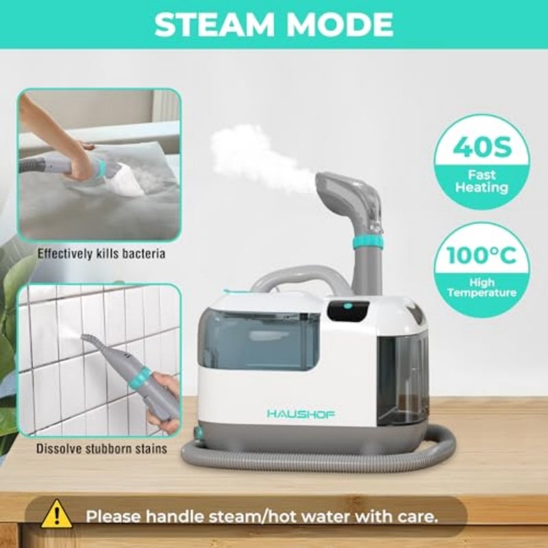 1200 W StainZapper Vapo 3-in-1 Carpet Cleaner, Cold Water, Hot Water and Steam Upholstery Cleaner Machine, Handheld Spot Washer, Deep Cleaning for Pet Stains, Couch, Rug, Car Seats - Image 5