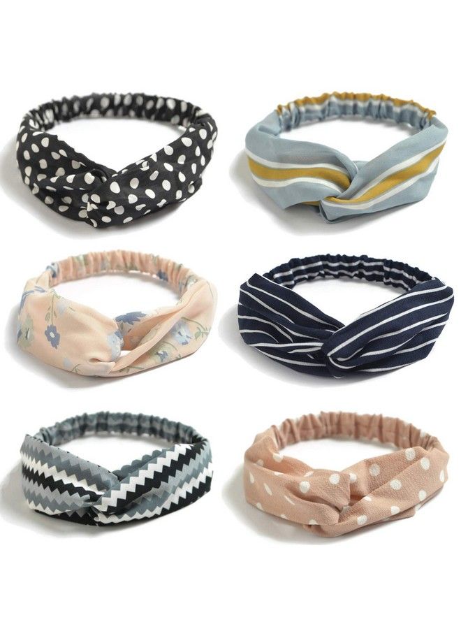 FAVELA Headbands For Women Criss Cross Turban Korean Knotted Boho Stretchy Headwrap/Scarf/Headwrap/Bandana For Girls Vintage Fashion Leisure Hair Accessories (Set Of 6) - Image 2