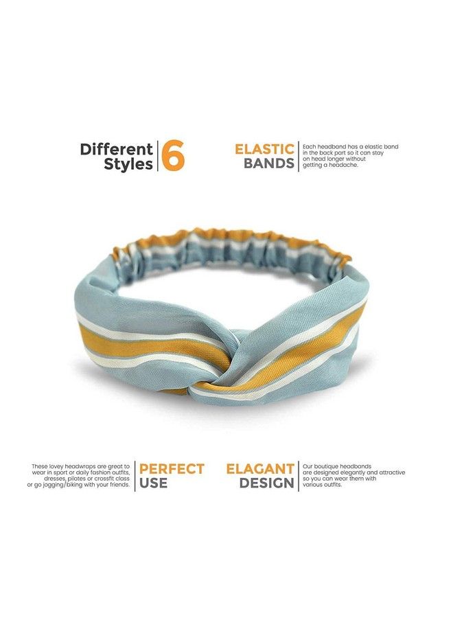 FAVELA Headbands For Women Criss Cross Turban Korean Knotted Boho Stretchy Headwrap/Scarf/Headwrap/Bandana For Girls Vintage Fashion Leisure Hair Accessories (Set Of 6) - Image 5