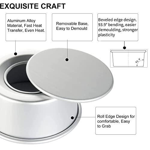 EXGOX 2 Pack 7-Inch Non-Stick Deep Aluminum Round Cake Pan With Removable Bottom For Wedding/Birthday/Christmas Cake Baking Round Cake Tin Set With Loose Base - Image 4