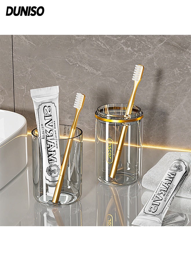 DUNISO حافظة فرشاة الأسنان للسفر، غطاء فرشاة أسنان مضاد للغبار 2 في 1 وكوب شطف، حافظة فرشاة أسنان بسعة كبيرة مع غطاء، حاوية تخزين محمولة للسفر، الأعمال، التخييم، الحمام، المدرسة أو الاستخدامات اليومية - Image 1