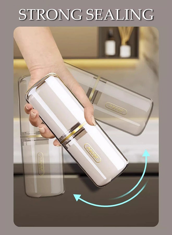 DUNISO حافظة فرشاة الأسنان للسفر، غطاء فرشاة أسنان مضاد للغبار 2 في 1 وكوب شطف، حافظة فرشاة أسنان بسعة كبيرة مع غطاء، حاوية تخزين محمولة للسفر، الأعمال، التخييم، الحمام، المدرسة أو الاستخدامات اليومية - Image 4