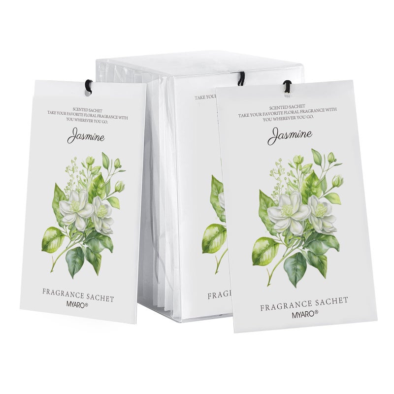 MYARO 12 Packs Jasmine Scented Sachets for Drawer and Closet LongLasting Air Freshener Sachets Bags Drawer deodorizers Fresh Scents Home Fragrance for Lover