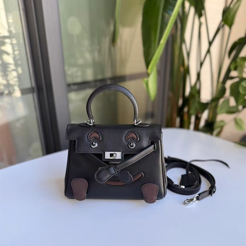 Bag Women'S 2025 Niche Design Colorblock Kelly Toe Layer Cowhide Casual Shoulder Crossbody Millennium Doll Bag - Image 1