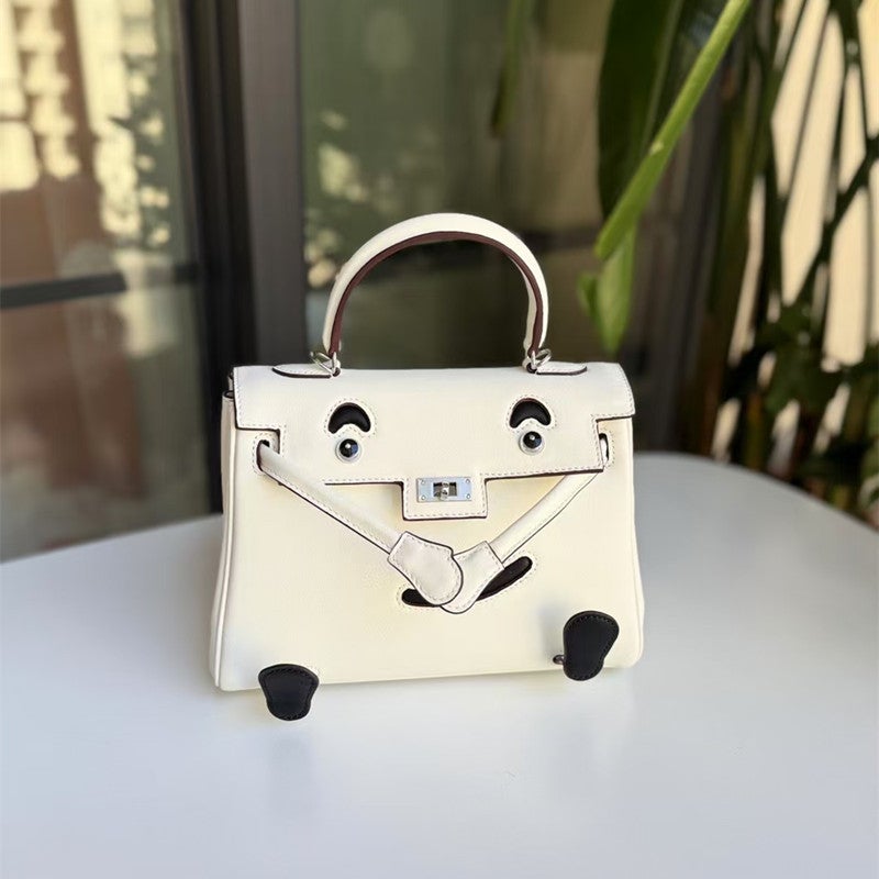Bag Women'S 2025 Niche Design Colorblock Kelly Toe Layer Cowhide Casual Shoulder Crossbody Millennium Doll Bag - Image 2