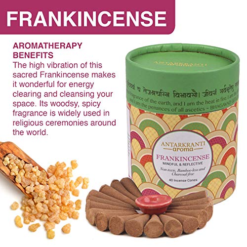 Antarkranti Sacred Life Dry Dhoop Frankincense | Pack of 2 | Contains- 80 Incense Cones | Burning Time 35 Minutes | Low Smoke Dhoop for Pooja | 100% Organic & Charcoal Free | Aromatherapy | Meditation | Yoga - Image 2