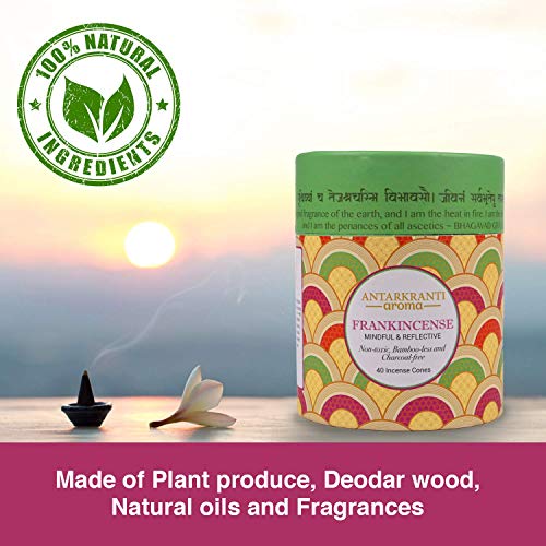 Antarkranti Sacred Life Dry Dhoop Frankincense | Pack of 2 | Contains- 80 Incense Cones | Burning Time 35 Minutes | Low Smoke Dhoop for Pooja | 100% Organic & Charcoal Free | Aromatherapy | Meditation | Yoga - Image 4