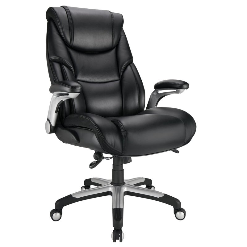 Realspace Torval Big  Tall Bonded Leather HighBack Computer Office Chair BlackSilver BIFMA Compliant