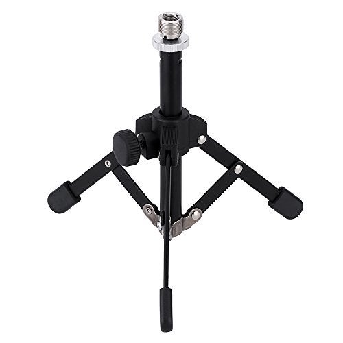 summina Mini Mic Stand Mini Foldable Desktop Tabletop Tripod Microphone Mic Stand Holder - Image 4