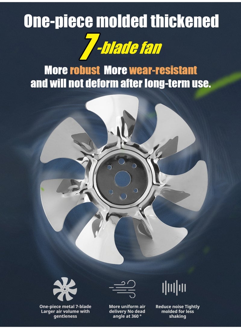 Leon Home 10-inch (25.4 cm) metal wall-mounted exhaust fan - 70W high-pressure ventilation fan - for smoke extraction and odor removal - suitable for kitchens, bathrooms, laundry rooms, garages - black with check valve. - Image 2