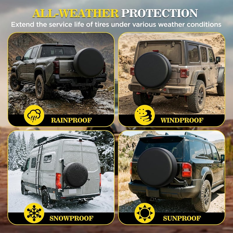 Moonet 24-26 inch Spare Tire Cover Thickening Leather Universal Fit for Jeep, Trailer, RV, SUV, Truck, Tough Tire Wheel Soft Cover (Fits Entire Tire Diameters 24-26 inch) - Image 4