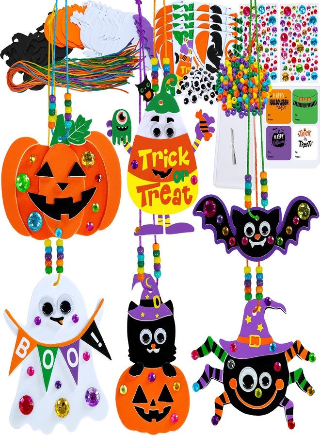 Winlyn 24 Sets Halloween Craft Kits DIY Art Sets Spider Bat Ghost Pumpkin Foam Stickers for Kids Fall Home Classroom Activities Trick-or-Treat Party Favors - Image 1