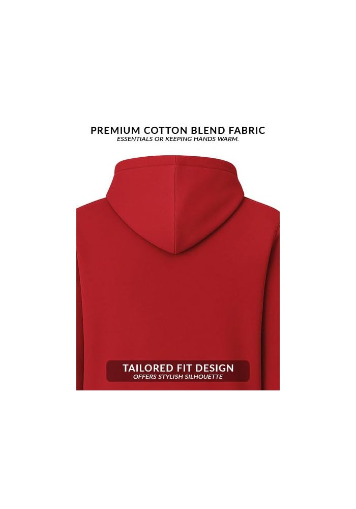 ADRO Men's Cotton Zipper Hooded Sweatshirt in Red - Comfortable and Versatile Hoodie - Image 3