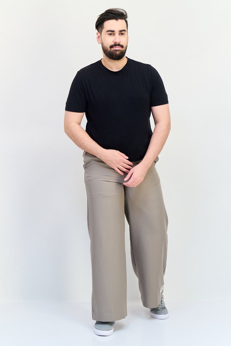 The Giving Movement Men Regular Fit Brand Logo Wide Leg Dress Pants, Grey  - Image 4