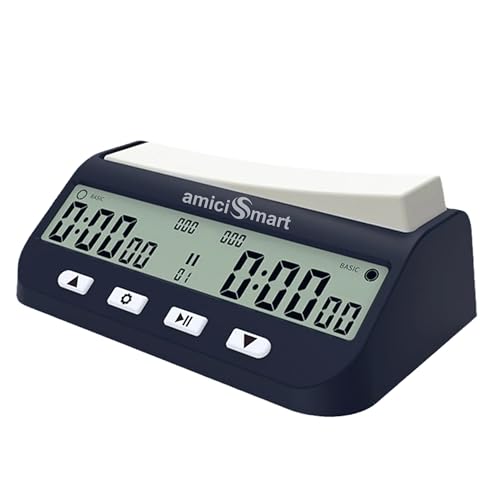 amiciSmart Professional Chess Clock Timer with 5 Modes: BASIC, BONUS, DELAY, BYO-YOMI, COUNT-UP - Image 1