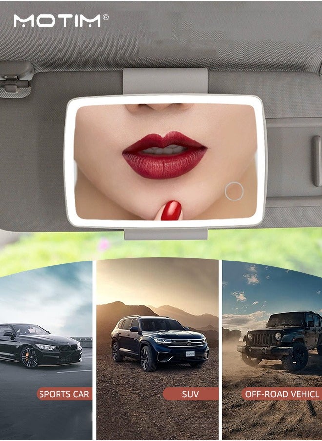 Motim - Car Visor Vanity Mirror, Dimmable Touch Screen Car Makeup Mirror, Rechargeable with 3 Light Modes, Mirror for Truck SUV Rear View Dimmable Touch Screen - Image 1