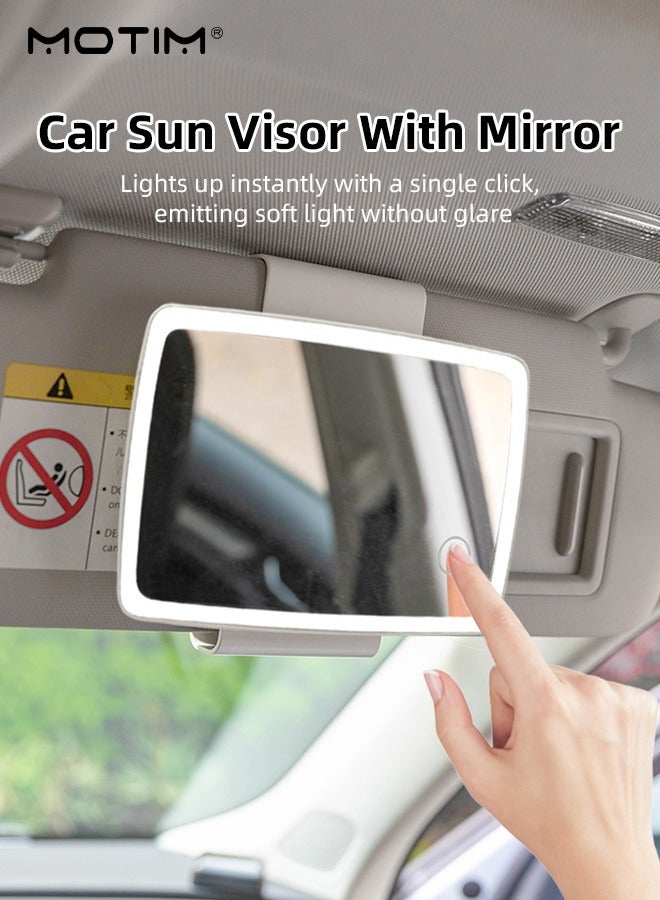 Motim Car Sun Visor Vanity Mirror, 3 Light Modes Dimmable Touch On Screen Car Makeup Mirror, Rechargeable, LED Mirror for Car Truck SUV Rear View - Image 3