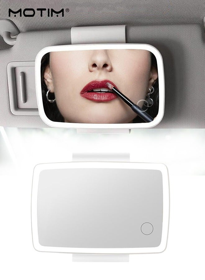 Car Sun Visor Vanity Mirror, 3 Light Modes Dimmable Touch On Screen Car Makeup Mirror, Rechargeable, LED Mirror for Car Truck SUV Rear View