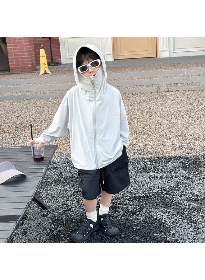 Children's 2025 Summer Handsome Skin Clothing Upf50 Cool Ice Silk Mesh Sunscreen Clothing Trendy For Boys And Girls - Image 2