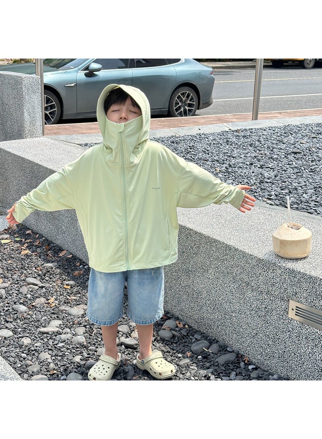 Children's 2025 Summer Handsome Skin Clothing Upf50 Cool Ice Silk Mesh Sunscreen Clothing Trendy For Boys And Girls - Image 1