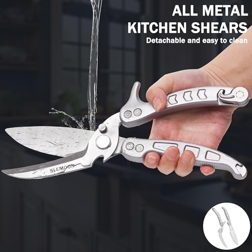 SLEMOON Kitchen Shears Heavy Duty Poultry Shears Meat Cutting Dishwasher Safe and Stainless Food Kitchen Scissors for Chicken Turkey Thanksgiving,Silver - Image 4