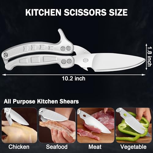 SLEMOON Kitchen Shears Heavy Duty Poultry Shears Meat Cutting Dishwasher Safe and Stainless Food Kitchen Scissors for Chicken Turkey Thanksgiving,Silver - Image 5